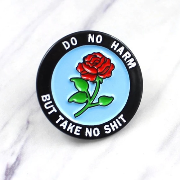 Do No Harm Sassy Funny Nurse Healthcare Doctor Pin Floral Rose Brooch - Picture 3 of 10